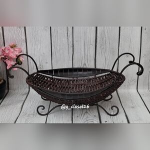 Wrought Iron and Woven Metal Basket